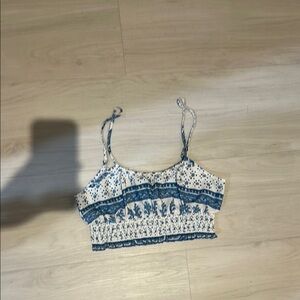 Blue and White Women's Top